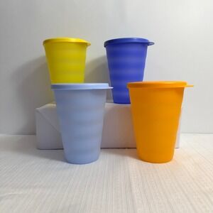 Tupperware Impression Cups 500ml Set Of 4 Multi Color Travel Lids Kids Adults